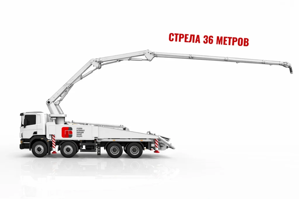 Автобетононасос со стрелой 36 м для подачи бетона на монолитные работы в Сергиевом Посаде